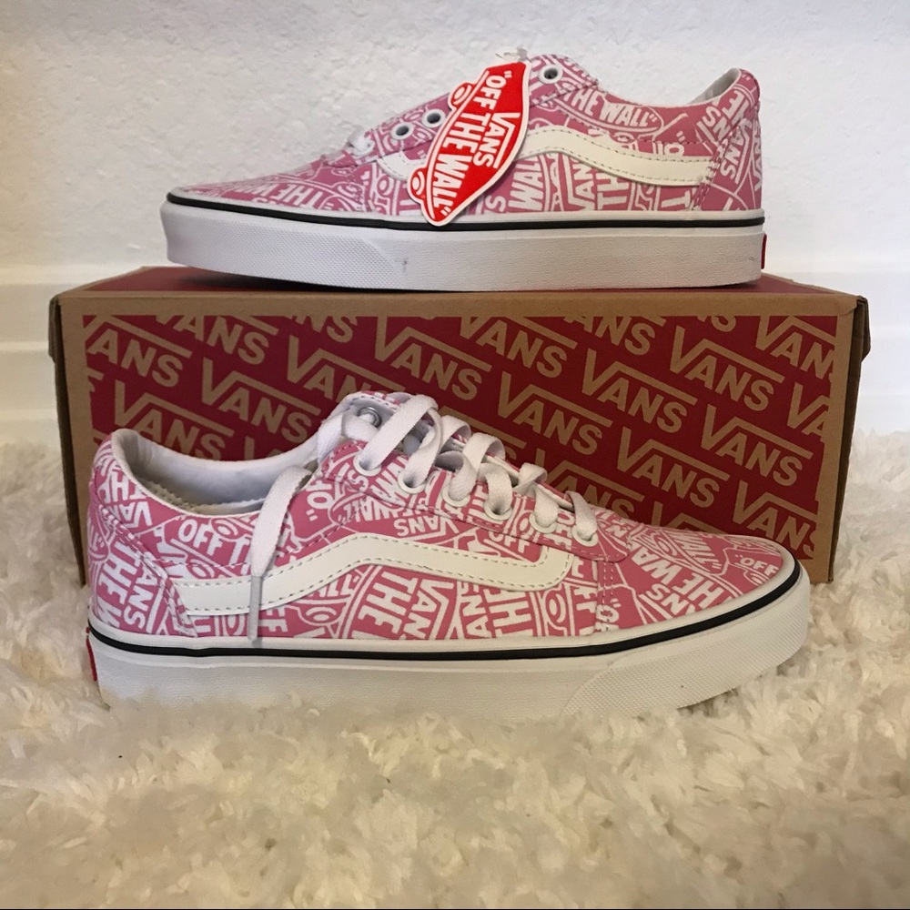 bubblegum logo pink lace vans shoes